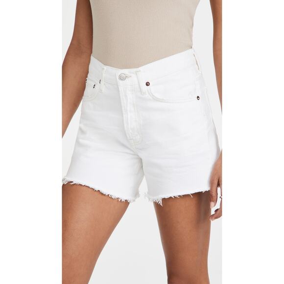 Agolde Parker White Cotton Long Loose Shorts Size 26 - Picture 1 of 5